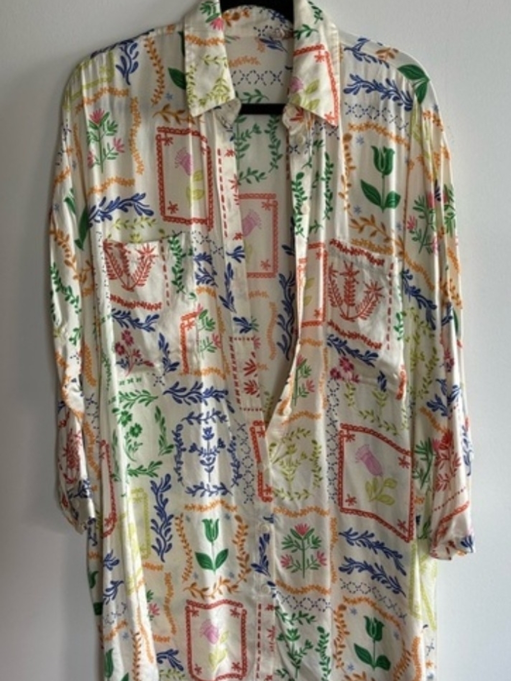 Corey Lynn Calter Floral Patchwork White Multicolor Swim Coverup
